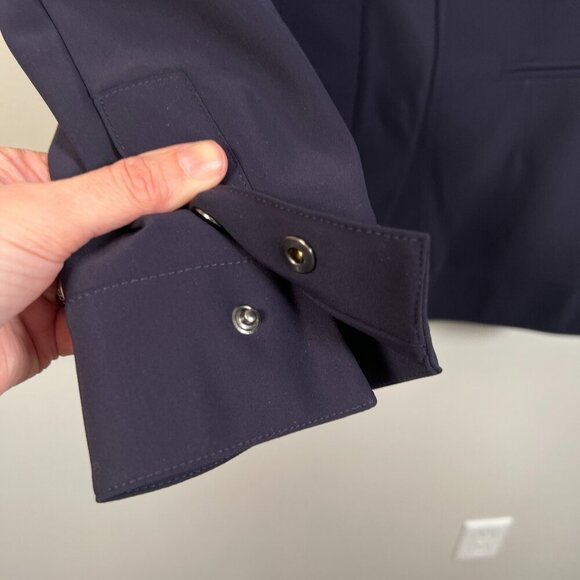 Rena Lange Blazer Jacket Size 10 Navy Blue Work Career Travel Business Office - Picture 6 of 10